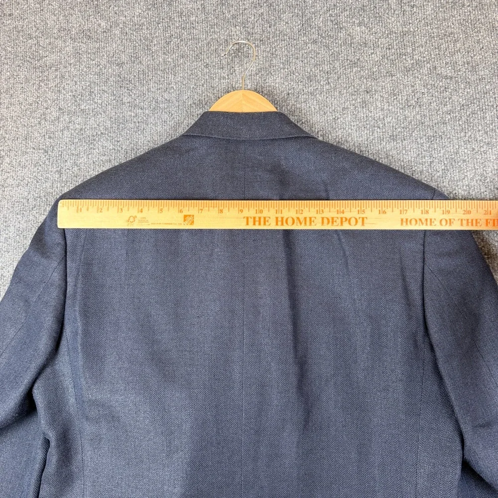 Brooks Brothers Blazer Mens 42R Blue Herringbone Silk Wool Linen Blend Jacket